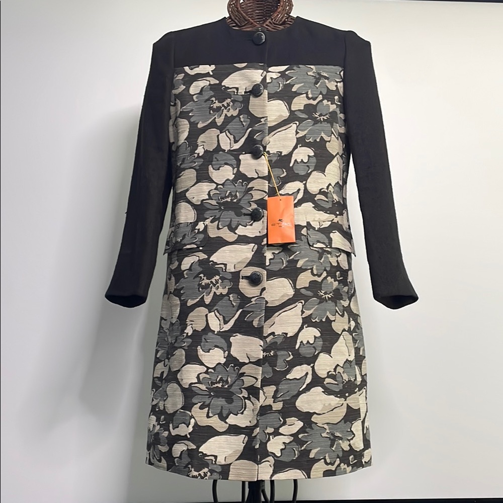 ETRO! Floral Black & Gray Full Length Blazer